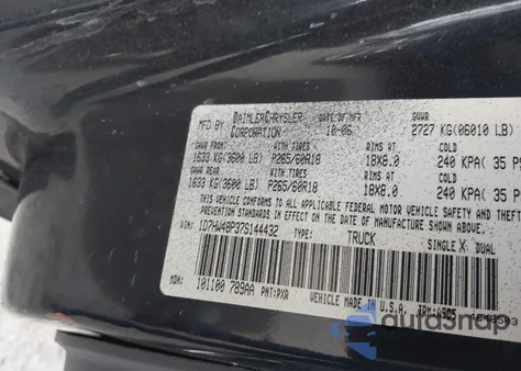 2007 Dodge Dakota Slt z USA, uszkodzony, nr VIN 1D7HW48P37S144432
